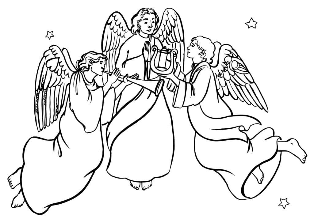 Раскраски Ангелы. Раскраска 11
