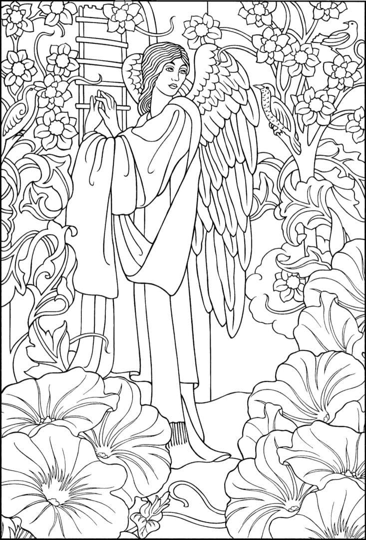 Раскраски Ангелы. Раскраска 34