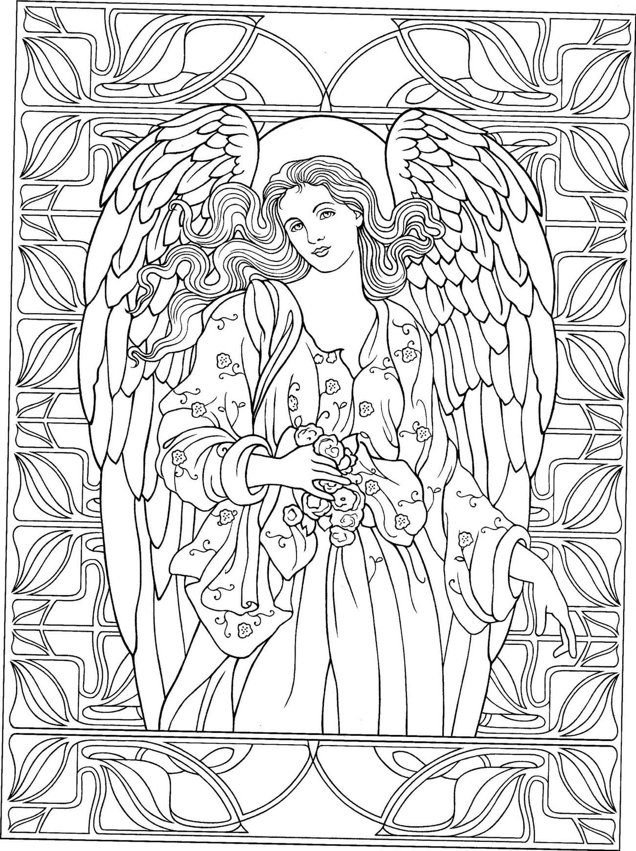 Раскраски Ангелы. Раскраска 57