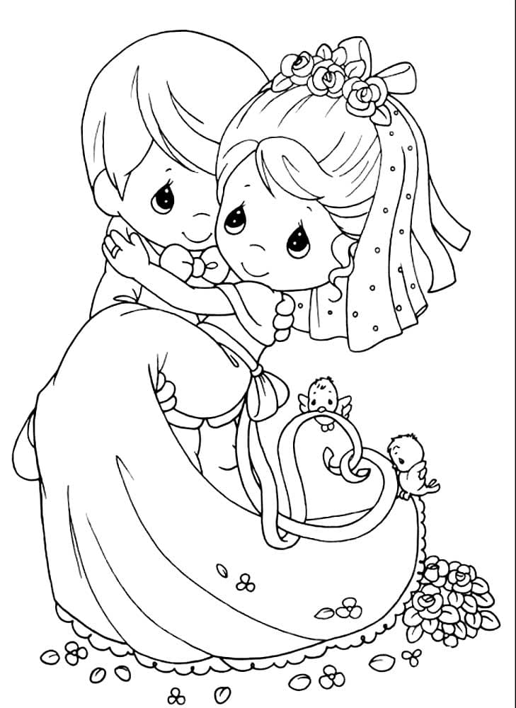 Раскраска жених и невеста. Раскраска 21