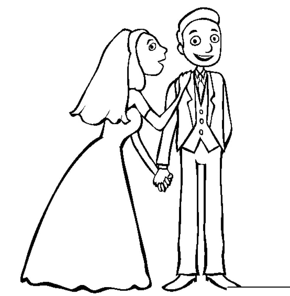Раскраска жених и невеста. Раскраска 16