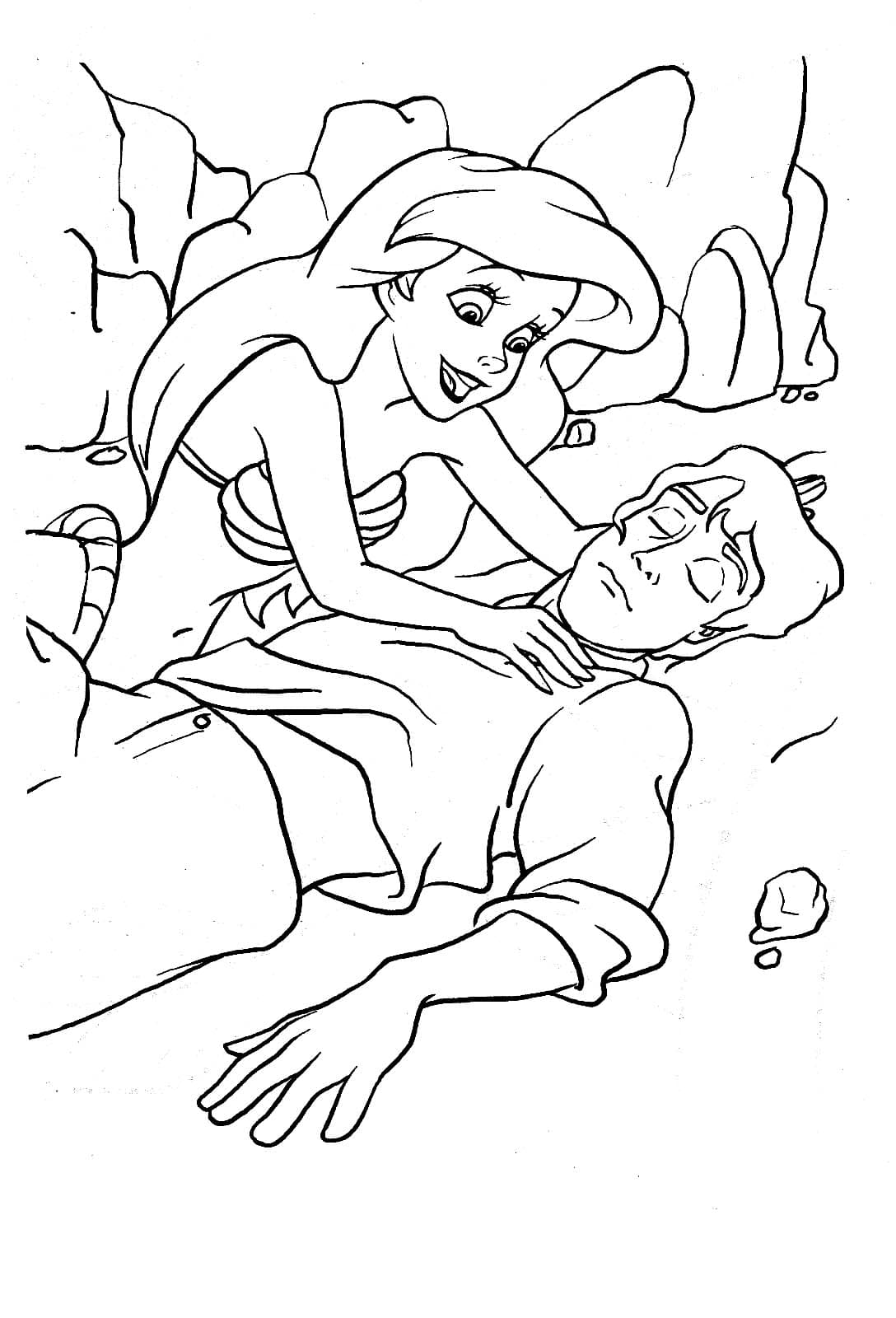 Раскраски Ариэль и принц Эрик. Раскраска 15