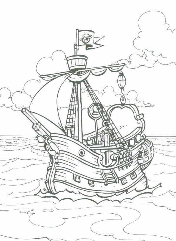 Раскраска Пиратский корабль. Раскраска 3