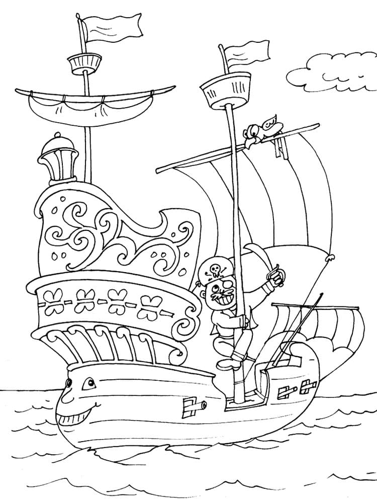 Раскраска Пиратский корабль. Раскраска 10