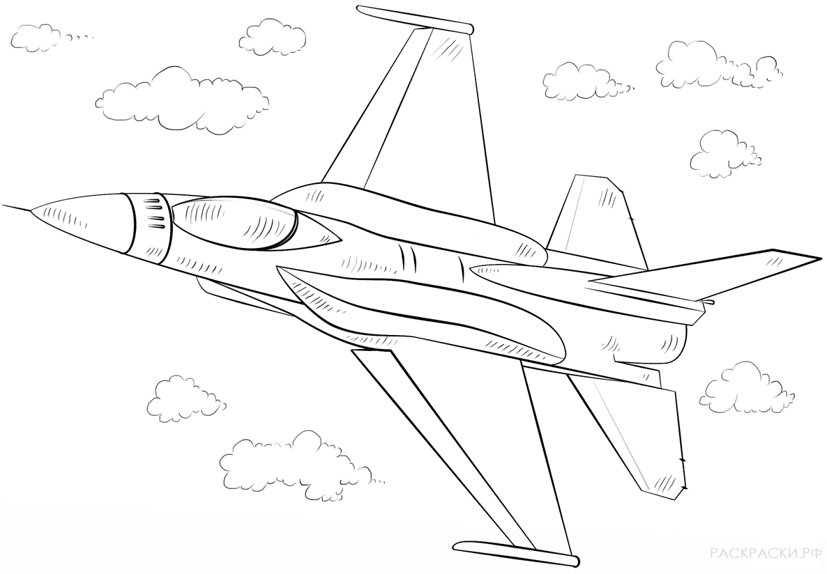 Раскраски Военный самолет. Раскраска 3
