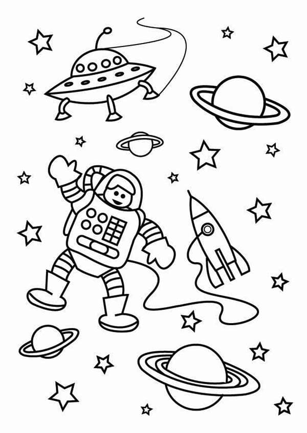 Раскраски День космонавтики. Раскраска 23