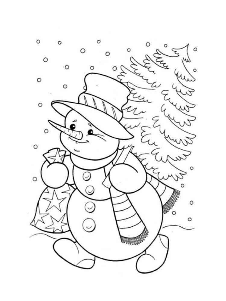 Раскраски Снеговик. Раскраска 31