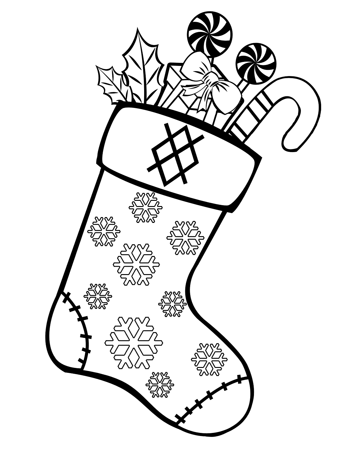 Раскраска Рождественские носки. Раскраска 15