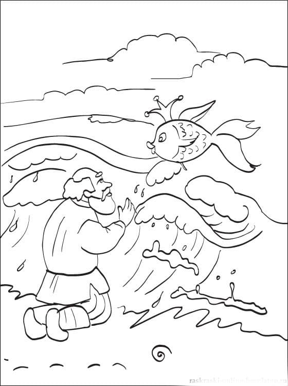 Раскраска Сказка о рыбаке и рыбке. Раскраска 14