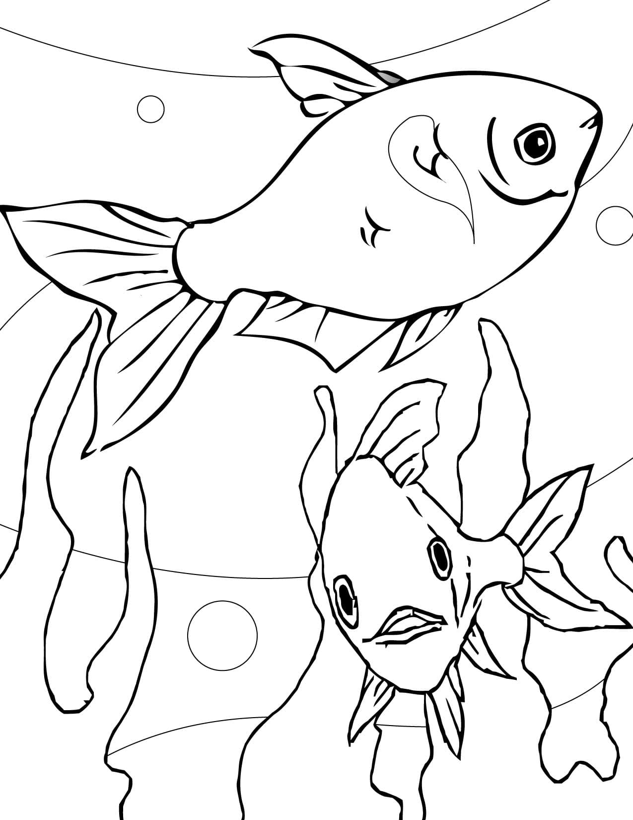 Раскраски Золотая рыбка. Раскраска 8