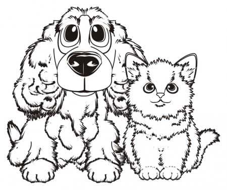 Раскраска Собака и Кошка. Раскраска 16
