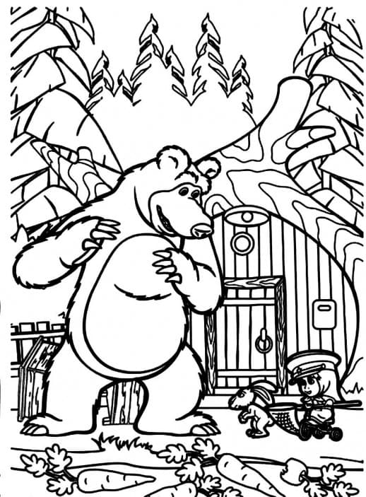 Раскраска Маша и Медведь. Раскраска 50