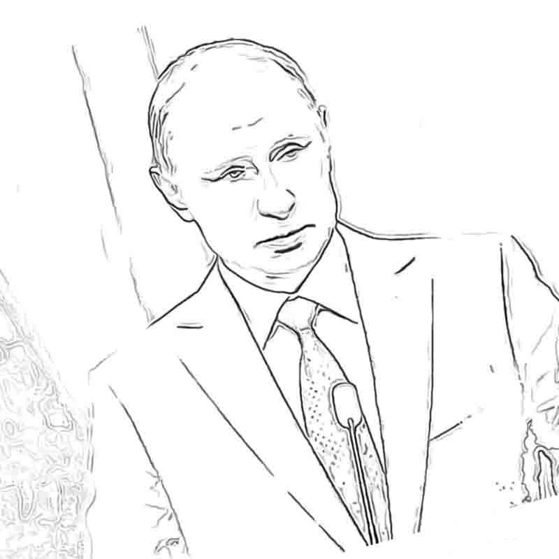 Раскраски Путин В.В.. Раскраска 3